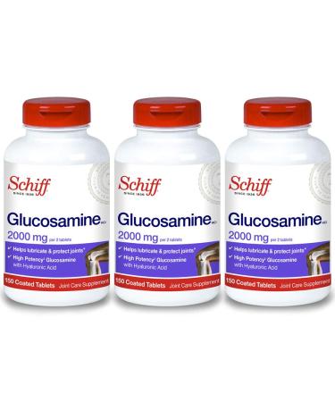 Glucosamine 2000mg (per serving) + Hyaluronic Acid Schiff Tablets (150 count in a bottle) HA Joint Care Supplement That Helps Support Joint Mobility & Flexibility* Supports The Structure Of Cartilage* (Pack of 3) - Buy Online on GoSupps.com