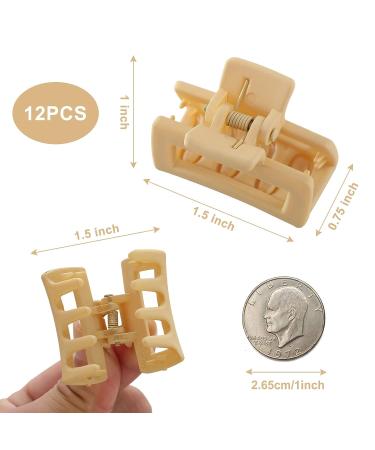 12 PCS Mini Hair Claw Clips for Women Girls - Non-slip Rectangle & Square Hair Jaw Clips in Multi-colored - Ideal for Thin to Medium Hair - Buy Online on GoSupps.com