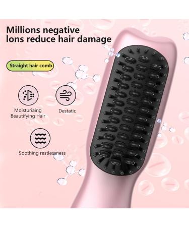 Portable Mini Wireless Hair Straightening Brush - Cordless Straightener Comb with 11 Temperature Settings Fast Heating & Anti-Scald - Lightweight & Travel-Friendly for All Hair Types - Pink - Buy Online on GoSupps.com