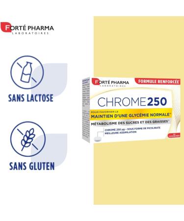 Fort Pharma - Chrome 250 - Maintien d'une glycemie normale - Compl ment alimentaire minceur - Chromium picolinate - Fringales Anti grignotage Contr le de l'app tit - 2x60 comprim s 2/jour - Buy Online on GoSupps.com