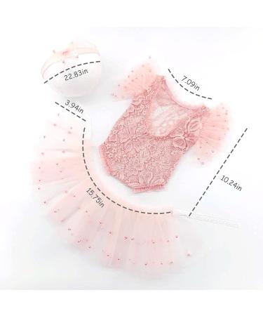 Pink Lace Newborn Photography Outfit for Girls | Pearl Lace Romper Props | Baby Photo Props | Short Sleeve (0-2 months) - Buy Online on GoSupps.com