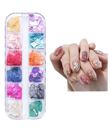 URFEDA Nail Sequins Colourful Flakes Irregular Nail Decoration 3D Glitter Sequins Nail Decals Art DIY Nail Art Decoration Sticker for Nails Nail Art Sequins Rhinestone Nail Art Manicure