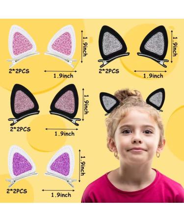 16 Pcs Cat Ears Hair Clips for Girls - Animal Hair Pins for Toddlers - Glitter Cat Themed Accessories - Kids Halloween Costume Party Supplies - Buy Online on GoSupps.com