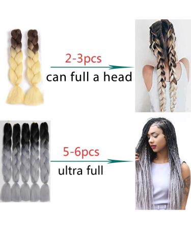 Shop Showjarlly Kanecalon Hair Extensions - Ombre Jumbo Braid 24 (3 Pack) in Black/Light Yellow - Premium Quality Braids for Stunning Styles - Buy Online on GoSupps.com