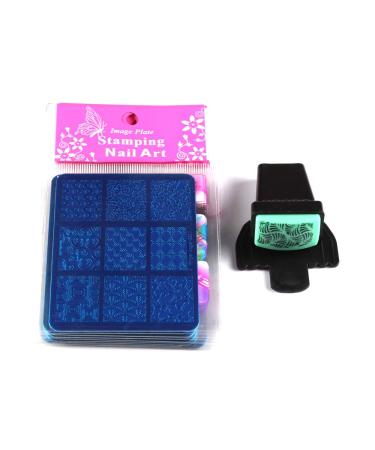 10 Nail Stamping Plates Set with Stamper & Scraper - Lace Flower Pattern Nail Art Kit (B11-20) | B-FingerAngel B011-020 - Buy Online on GoSupps.com