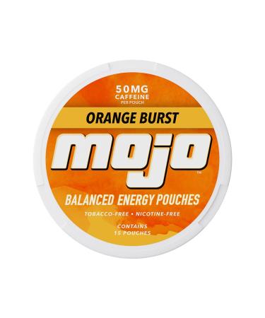 Mojo Balanced Energy Pouches | Healthier Energy Drink Alternative | Zero Sugar & Calorie-Free with Ginseng, Yerba Mate, B-Vitamins, and Amino Acids | 15 Pouches Per Can | 5 Cans of Orange Burst