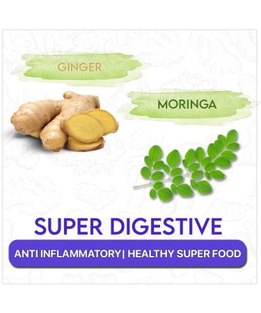 BLUE TEA - Ginger Moringa Herbal Tea - 36 Tea Bags (Pack of 2) |HEALTHY SUPERFOOD | Blend of Indian Ginger and Fresh Moringa | Caffeine Free | Eco-Sustainable Packaging - Buy Online on GoSupps.com