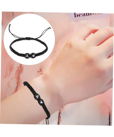 VALICLUD 4pcs Black and White Heart Bracelet Black Rope Bracelet Matching Unisex Beads Heart Bracelet Mens Cuff Bracelet Rope Bracelets Men and Women To Weave The Letter Is Acrylic Gift 6X6X0.5CM Black A - Buy Online on GoSupps.com