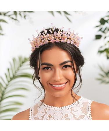 IYOU Princess Wedding Headband Crown Purple Flower Hair Bands Tiaras Crystal Bridal Hair Accessories for Girls - Buy Online on GoSupps.com