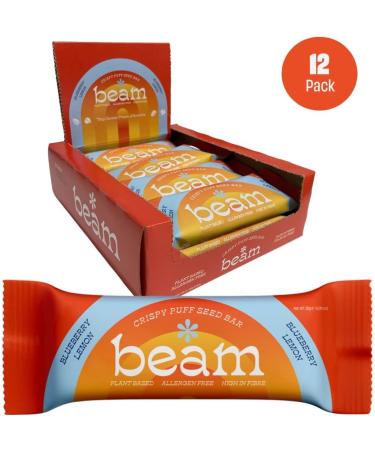 BEAM Blueberry Lemon Crispy Seed Bar | Nut-Free & Gluten-Free | Plant-Based High Fiber Snack (12 Bars) - Buy Online on GoSupps.com