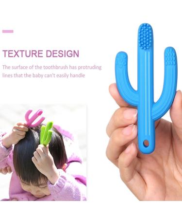 Baby Toothbrush Teether - Soft Silicone Bristles for Teething Relief (2pcs Blue and Green) - Buy Online on GoSupps.com