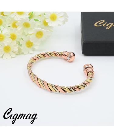 Cigmag Lymphatic Drainage Copper Bracelet for Women | 99% Pure Copper Magnetic Bracelet with Ultra Strength Magnet | Adjustable Brazaletes Cuff Bangle | Grape Tricolour | 2 Magnets - Buy Online on GoSupps.com
