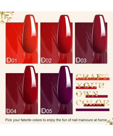 evpct Dark Ruby Red Gel Nail Polish Set - 5Pcs Kit for Women | Soak Off UV LED Cured | Summer Autumn Fall Colors | Holidays Gift | Nail Art -D SetD - Buy Online on GoSupps.com