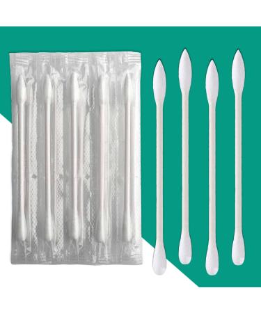200 Pack Cotton Swab Individually Wrapped Individually Wrapped Double Tipped Cotton Swabs Paper Sticks Cotton Buds(White Round/Pointed End) White Cotton Swab 200pcs