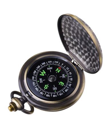 Vintage Pocket Compass for Kids Classic Portable Compass Accurate Waterproof for Hiking Outdoor Camping Motoring Boating Backpacking Survival Emergency (Copper)