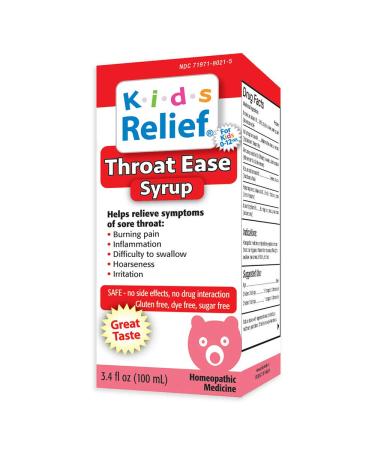 Homeolab USA Kid's Relief Throat Ease Syrup 0-12 Yrs 3.4 fl oz (100 ml)
