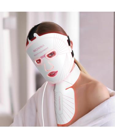 IBORRIA Led Face Mask Light Therapy for Face and Neck Red Light Therapy with Near Infrared Light Flexible Silicone Light Therapy Mask Red Light Mask for at Home Face Masks Skincare (White) - Buy Online on GoSupps.com