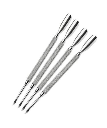 Cuticle Pusher Dual Sided - Sharp Edge Spoon Shaped Double Ended Cuticle Pusher Remover Trimmer Surgical Medical Grade Stainless Steel Manicure Pedicure Nail Art Care Tools (4 Pc Set) By Zeepk