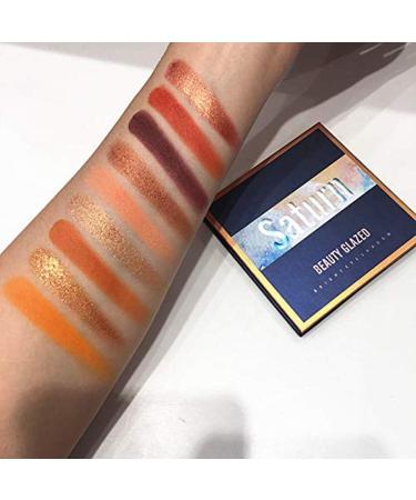 Beauty Glazed 9 Colors Eyeshadow Matte Shimmer Glitter Eye Shadow Palette Natural Waterproof Long Lasting Pigmented Eyeshadow Powder Cosmetics #02 Vibrant Orange - Buy Online on GoSupps.com