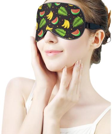 Watermelon Banana and Palm Sleep Mask: Adjustable Eye Cover for Sleeping, Blocking Light - Men's and Women's Night Travel Nap Companion - Buy Online on GoSupps.com