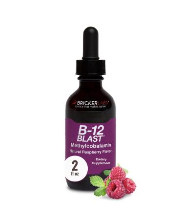 Bricker Labs B-12 Blast Methylcobalamin Supplement to Support Energy Production, Great Tasting Liquid Vitamin B12 Dietary Supplement in Natural Raspberry Flavor, 2 fl oz Bottle