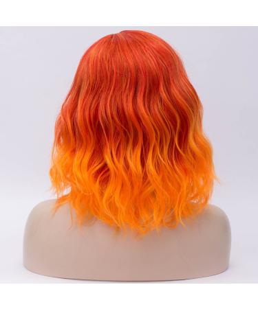 Buy Women's Short Orange Wig - 40cm Curly Imitation Real Hair for Halloween & Cosplay - Buy Online on GoSupps.com