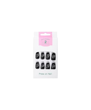 Sethexy Flame False Nails - Medium Ballerina Black Press-On Acrylic Nails (24 pcs) for Women & Girls - Buy Online on GoSupps.com