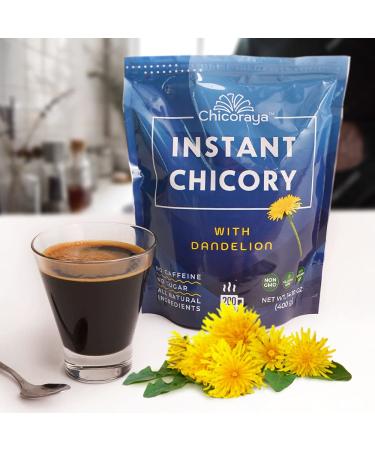 CHICORAYA Instant Chicory Coffee - Decaf & Diet Keto Vegan Blend - Caffeine-Free Substitute - Roasted Dandelion Root Powder - 14.1 oz - Buy Online on GoSupps.com