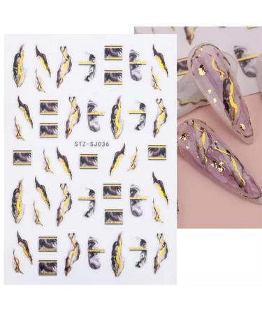 3D Marble Wave Nail Stickers - Self-Adhesive Foil Stripe Art Supplies in White, Black, Gold - French Nail Decals for Women and Girls (6PCS) - Buy Online on GoSupps.com