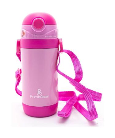 Insulated Straw Water Bottle | Kids Insulated Bottle | Thermos Bottle 12 Ounce Bottle - by Primo Passi (Pink)