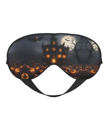 SSIMOO Halloween Pumpkin Print Ultra-Soft Light-Blocking Eye Mask for Optimal Comfort and Restful Sleep Black
