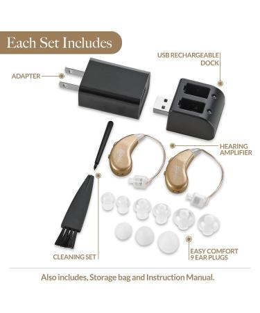 Rechargeable Digital Hearing Amplifiers - Premium Gold BTE Sound Amplifier Pair - NewEar - Buy Online on GoSupps.com