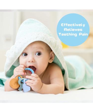 Vicloon Baby Teething Toy - BPA-Free Silicon Teether Chew Toy for Boys and Girls | Soothing Infant Teething Ring | Shower Gift - Light Blue - Buy Online on GoSupps.com