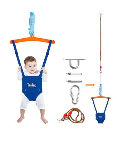 FUNLIO Baby Jumper with a Ceiling Hook for 6-24 Months, Baby Door Jumper for Indoor/Outdoor Play, Infant Jumper Doorway with Adjustable Chain, Easy to Assemble & Store (with a Ceiling Hook) Baby Jumper With Ceiling Hook