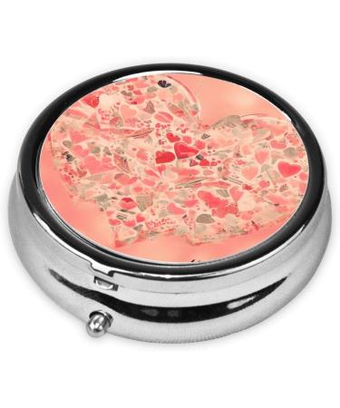 Red Heart Flowers Round Pill Box | 3 Compartment Travel Organizer | Portable Pill Storage for Wellness on the Go - Buy Online on GoSupps.com