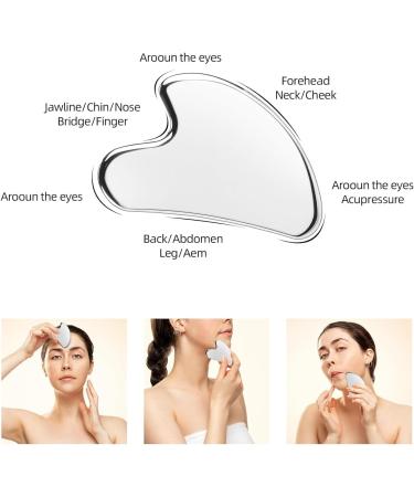 Heart Style Stainless Steel Gua Sha Facial Tool | Metal Gua Sha for Tightening Skin & Massaging Face Body Neck | Best Beauty Tool in Silver - Buy Online on GoSupps.com