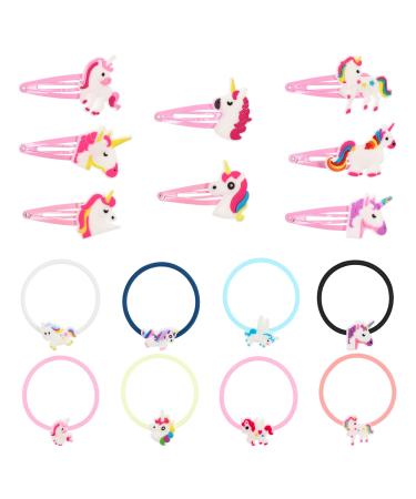 Lurrose 16 x unicorn hair clips hairpins unicorn bracelets hair tie ponytail holder hair accessories for girls and women size M