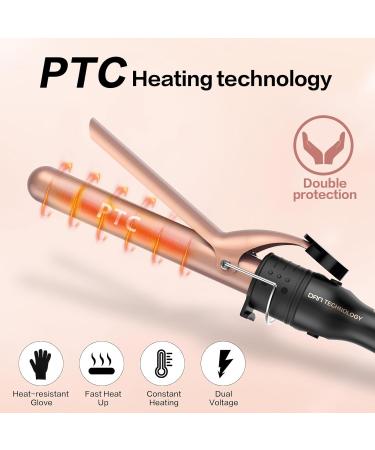 DAN Technology 5 in 1 Curling Iron Set - Dual Voltage Hair Curler with 5 Ceramic Barrels 2 Heat Settings & Heat Protective Glove - Adjustable Temperature Rose Gold - Buy Online on GoSupps.com