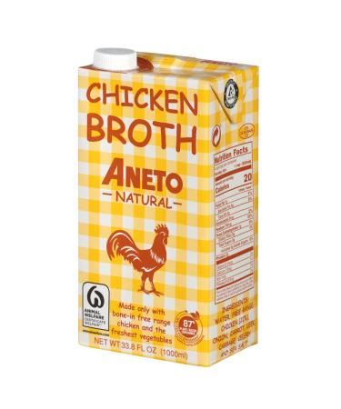 Aneto 100% Natural Chicken Broth, 33.83 Ounce (6 Pack)