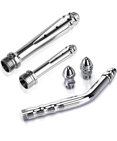 Shower Anal Shower Kit - 3 Shower Heads 59 Inch Hose & Enema Syringe Set for Men & Women - Silver - Buy Online on GoSupps.com