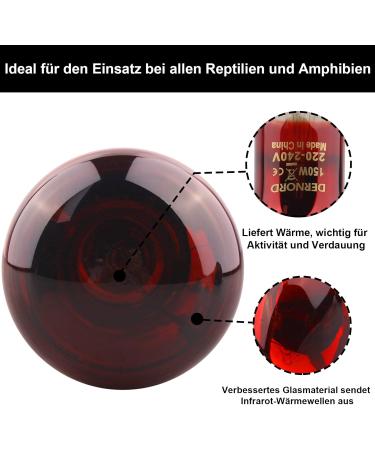 Dernord 150W Infrared Red Light Lamp for Reptiles & Terrariums - Heat Lamp for Toads Turtles Birds & Spiders | 2 Pack - Buy Online on GoSupps.com