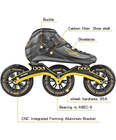 PASENDI Professional 3-Wheel Speed Skates for Men | Carbon Fiber Inline Skating Shoes | Black Inline Skate Shoes US11 (EU44) - Buy Online on GoSupps.com