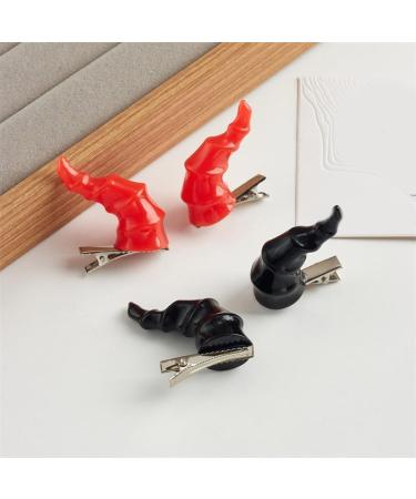 xbiez 1pair Devil Horn Shape Hairpins Hot Girls Goth Duckbills Hair Clip Halloween Goth Ponytail Braids Hair Clip for Woman Red - Buy Online on GoSupps.com