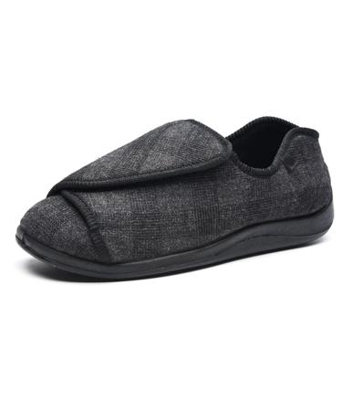 Gycdwjh Diabetic Slippers Shoes for Men Large Size Plus Fertilizer Widening Shoes Non-Slip Adjustable Foot Swelling Shoes for The Elderly and Diabetics 7.5 Grey