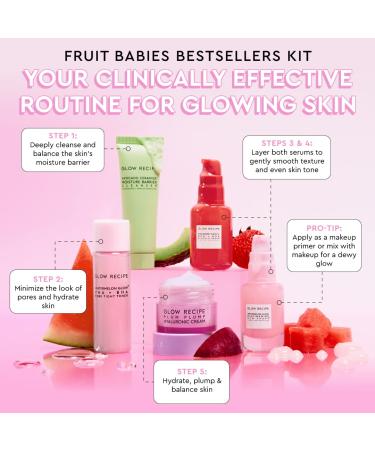 Glow Recipe Mini Travel Size Beauty Essentials Kit - Avocado Cleanser, Niacinamide Serum, Pore-Tight Toner, Salicylic Serum, Hyaluronic Cream (5 Count) - Buy Online on GoSupps.com