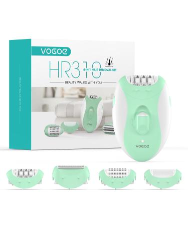 VOGOE Epilator for Women 4-in-1 Epilators Hair Removal with 2 Speeds Rechargeable & Cordless Razor Epilator 21 Tweezers Covered Electric Hair Remover for Face Legs Arms Armpit Bikini Green