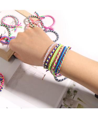 Braided Elastic Hair Ties - Pack of 100 Hair Ropes Ponytail Holder Scrunchies for Women/Girls - Random Color Assorted Bands - Buy Online on GoSupps.com