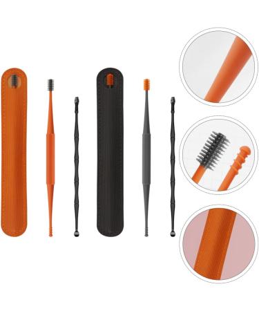 4sets Steel Care Earwax Adult Pick Cleaning Adults Picker Household Reusable Spiral End with Kit for Cleaner Double-Headed Professional Spoon Practical Curette Remover Double Orange dark Greyx2pcs 15.5x3cmx2pcs - Buy Online on GoSupps.com
