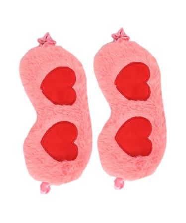 FRCOLOR 2pcs Eye Cover Cartoon Heart Pattern Eye Mask Empty Makeup Metal Pans Eyemask Cute Sleep Mask Brush Funny Sleep Mask for Women Sleeping Mask Bottle Blindfold Night Toy Ice Bag Girl