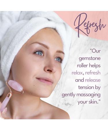 Celestial Silk Rose Quartz Face Roller - Premium Anti-Aging Gemstone Massager for Face Eyes & Neck - Natural Skin Care - Buy Online on GoSupps.com